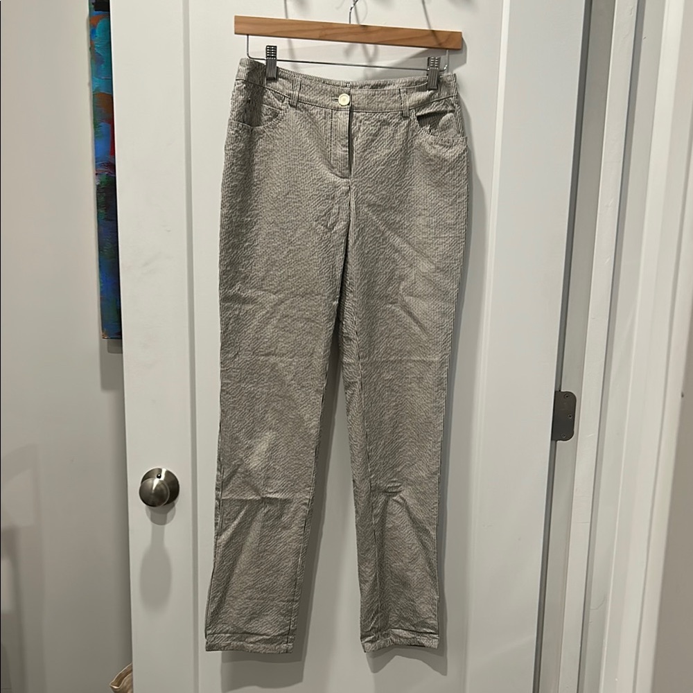 Akris Punto grey seersucker pants